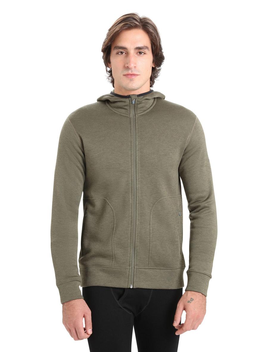 Vestes Icebreaker RealFleece® Merino Elemental Long Sleeve Zip Hood Homme Vert Olive | FR 1240BEXC